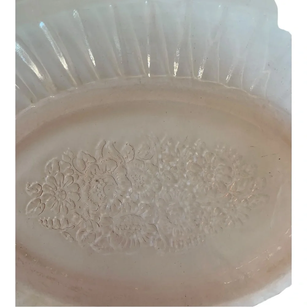 Elegant Pink Depression Glass Serving Bowl
